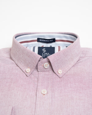 Camisa Modern Fit Manga Larga Oxford Vino