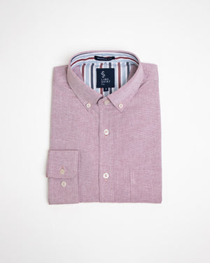 Camisa Modern Fit Manga Larga Oxford Vino