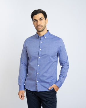 Camisa Modern Fit Fil a Fil BD Azul