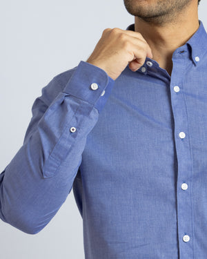 Camisa Modern Fit Fil a Fil BD Azul