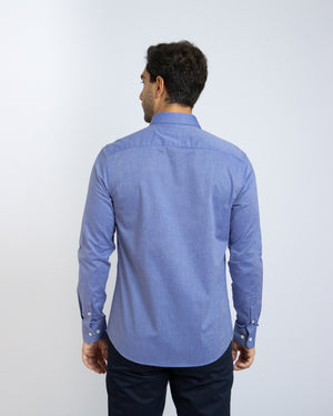 Camisa Modern Fit Fil a Fil BD Azul