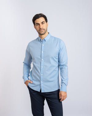 Camisa Modern Fit Fil a Fil BD Celeste