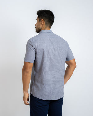 Camisa Relaxed Fit Vichí Lino Azul