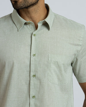 Camisa Relaxed Fit Vichí Lino Olivo