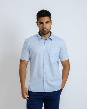 Camisa Relaxed Fit Vichí Lino Celeste