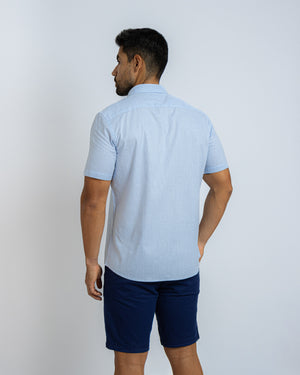 Camisa Relaxed Fit Vichí Lino Celeste