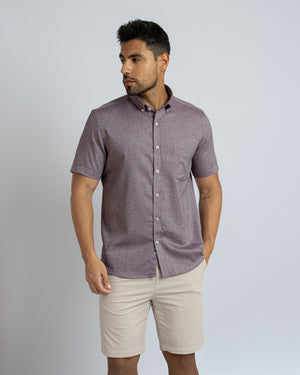 Camisa Manga Corta Oxfordine Vino