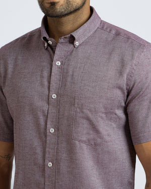 Camisa Manga Corta Oxfordine Vino