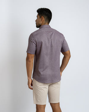 Camisa Manga Corta Oxfordine Vino