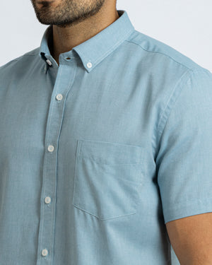 Camisa Manga Corta Oxfordine Turquesa