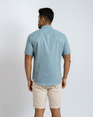 Camisa Manga Corta Oxfordine Turquesa