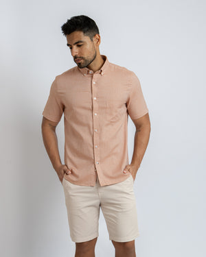 Camisa Manga Corta Oxfordine Naranja