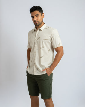 Camisa Grecia Manga Corta Beige 1