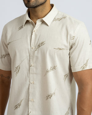 Camisa Grecia Manga Corta Beige 1