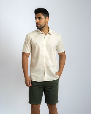 Camisa Grecia Manga Corta Beige 2