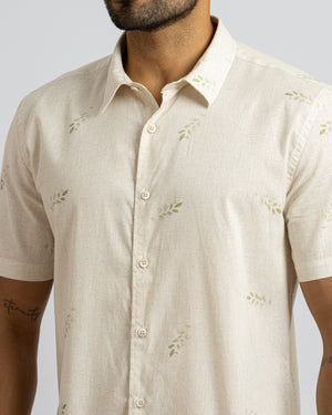 Camisa Grecia Manga Corta Beige 2