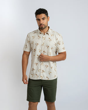 Camisa Grecia Manga Corta Beige 3