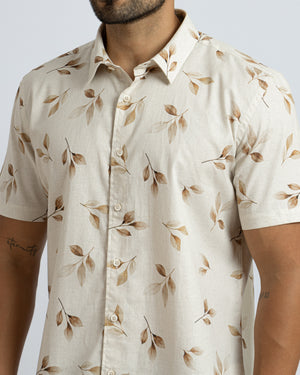 Camisa Grecia Manga Corta Beige 3