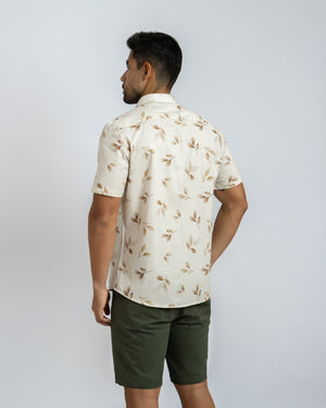 Camisa Grecia Manga Corta Beige 3