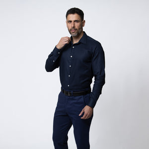 Camisa Manga Larga Modern Fit Mattia Azul Marino