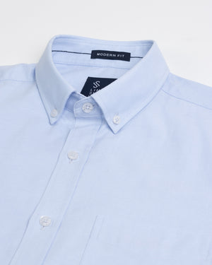 Camisa Manga Corta Oxford Celeste