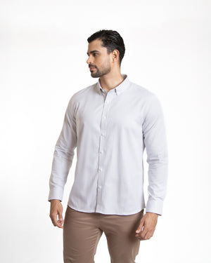 Camisa Modern Fit Oxford Rayas Plata