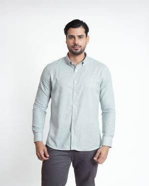 Camisa Modern Fit Oxford Rayas Verde