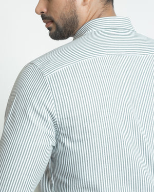 Camisa Modern Fit Oxford Rayas Verde