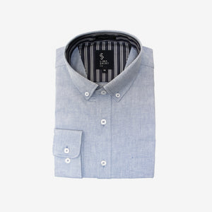 Camisa Modern Fit Manga Larga Oxford Azul