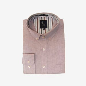 Camisa Modern Fit Manga Larga Oxford Vino