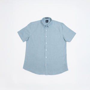 Camisa Manga Corta Oxfordine Turquesa