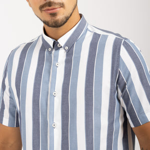 Camisa Modern Fit Striped Azul Acero