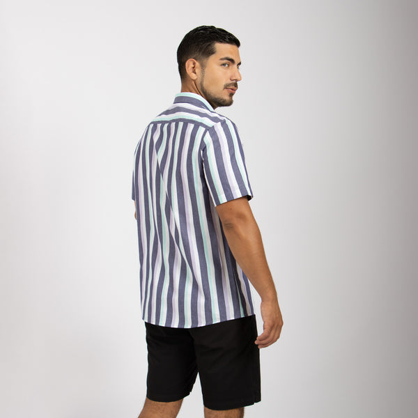 Camisa Modern Fit Striped Turquesa