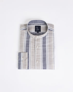Camisa Viena Manga Larga Neru Beige Azul