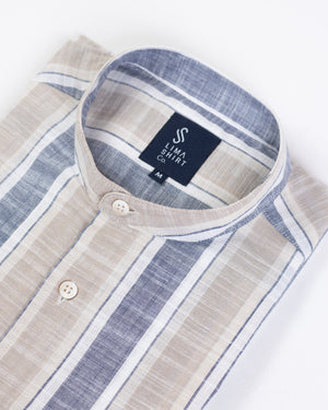 Camisa Viena Manga Larga Neru Beige Azul
