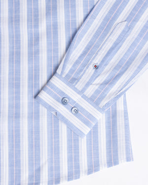 Camisa Viena Manga Larga Neru Celeste Blanco