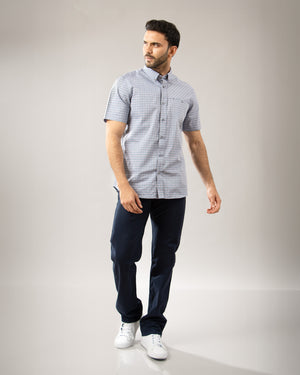 Camisa Manga Corta Button Down Vermont Plomo