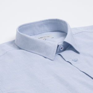 Camisa Relaxed Fit Vichí Lino Celeste