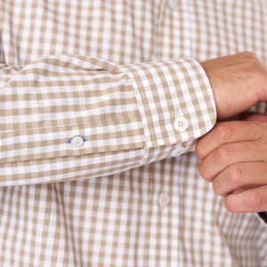 Camisa Lima Shirt Manga Larga Cuadros Modern Fit Beige