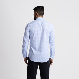 Camisa Manga Larga Cuadros Modern Fit Celeste