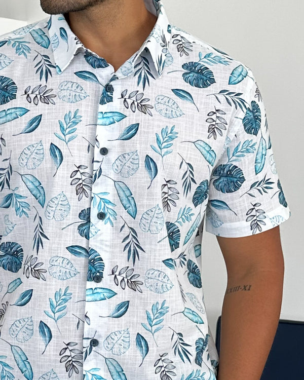 Camisa Bahamas Manga Corta Azul