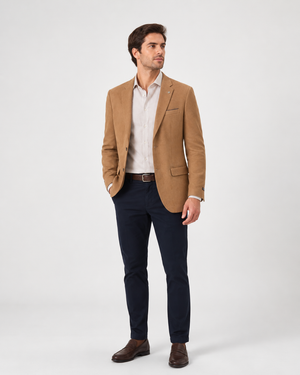 Saco Suede Gennaro Donatelli Slim Fit Camell