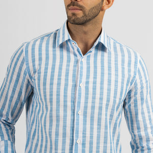 Camisa Modern Fit Lines Turquesa