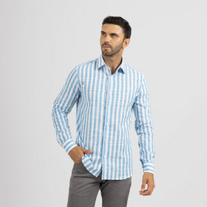 Camisa Modern Fit Lines Turquesa