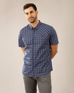 Camisa Manga Corta Button Down Vermont Azul