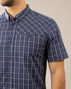 Camisa Manga Corta Button Down Vermont Azul