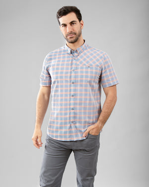 Camisa Manga Corta Vermont Celeste Rosa