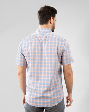 Camisa Manga Corta Vermont Celeste Rosa