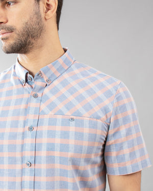 Camisa Manga Corta Vermont Celeste Rosa